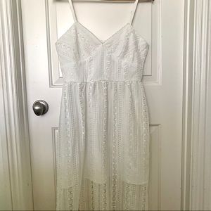 Lacy White Summer Midi Dress